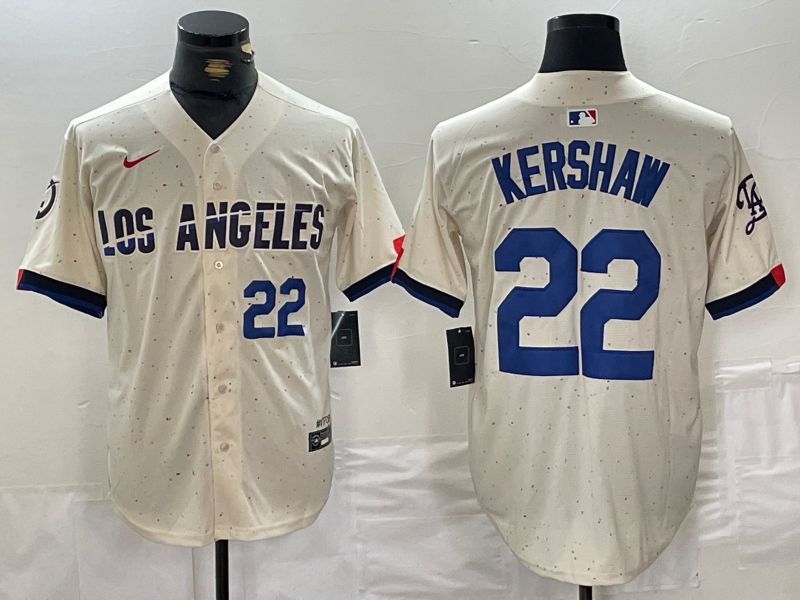 Men Los Angeles Dodgers #22 Kershaw Cream Fashion Nike Game MLB Jersey style 3->los angeles dodgers->MLB Jersey